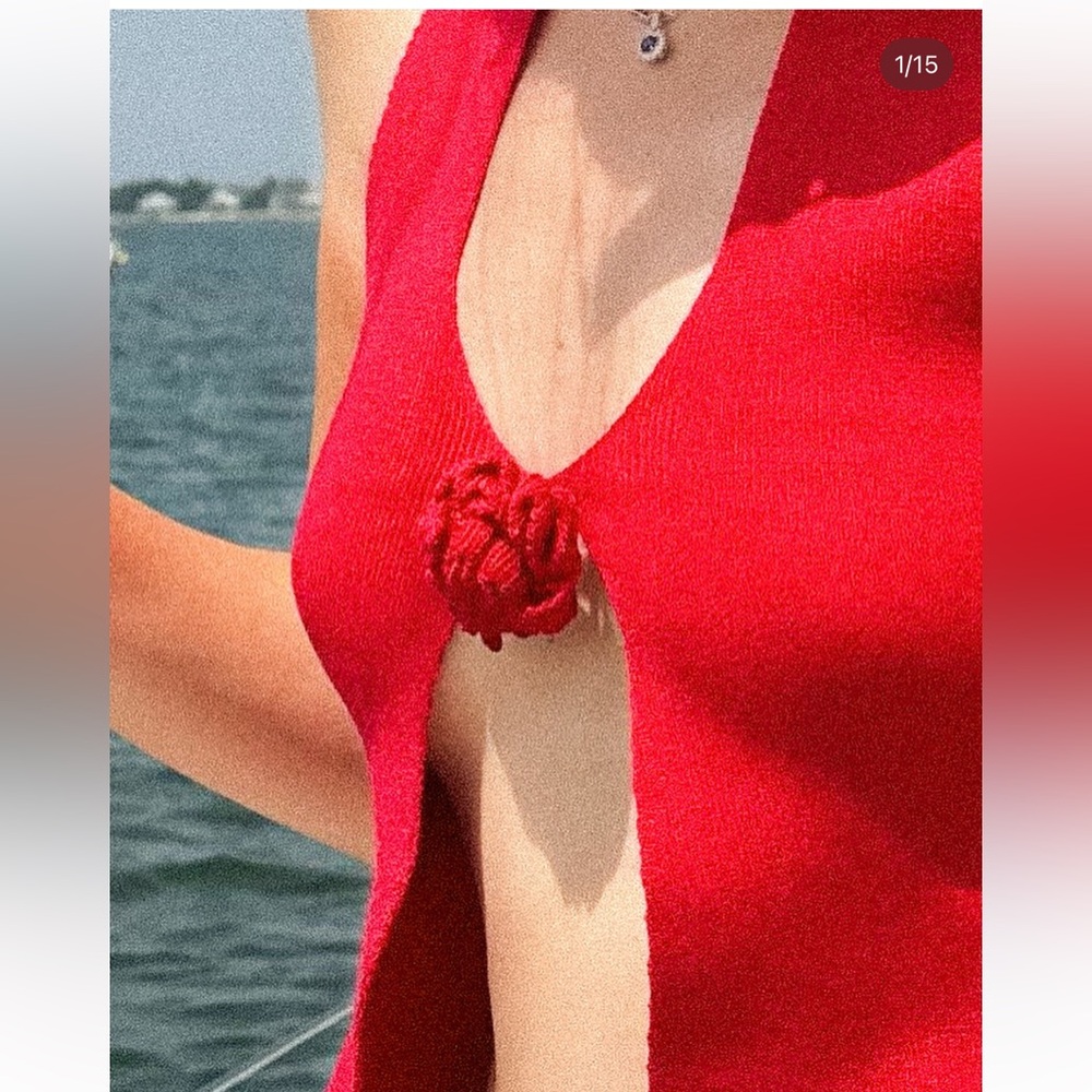 Red knit top - Picture 3 of 3